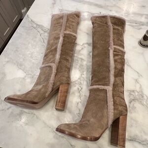 NWT Gianvito Rossi OVER THE KNEE suede shearling boot size 8.5. GORGEOUS!